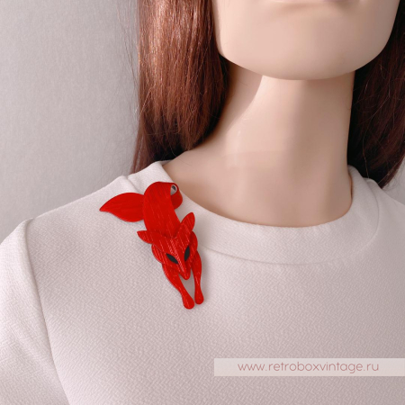 LEA STEIN Брошь «Красная лиса с люрексом»