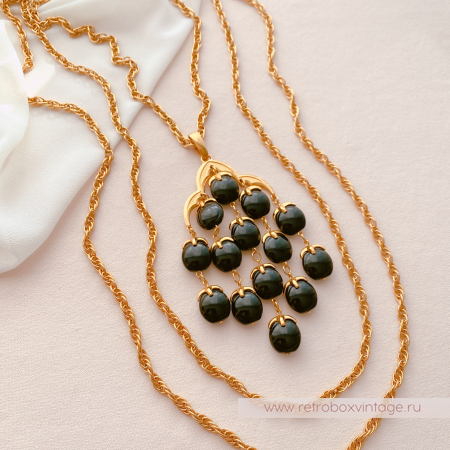 TRIFARI Ожерелье «Водопад: черный в золоте»
