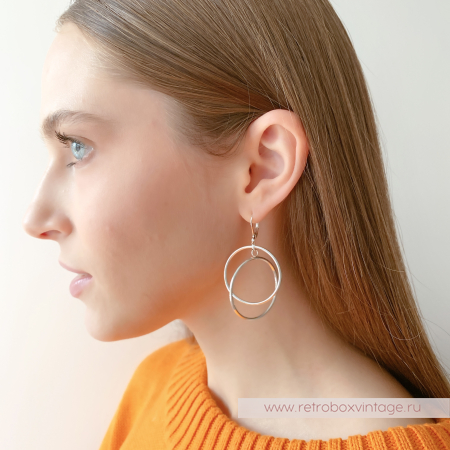 JOAN RIVERS Серьги "Двойные кольца: серебро"