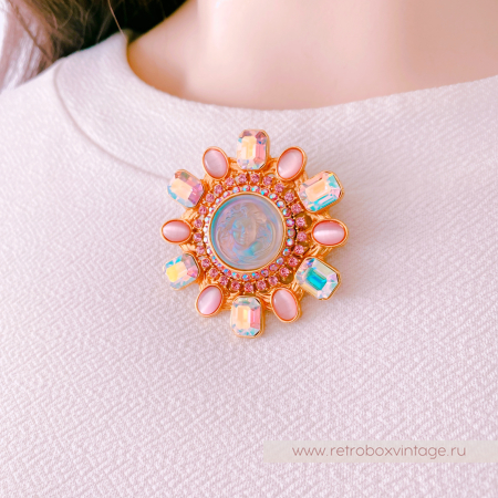 KIRKS FOLLY Брошь-кулон "Мечтающий ангел в ореоле звезды"