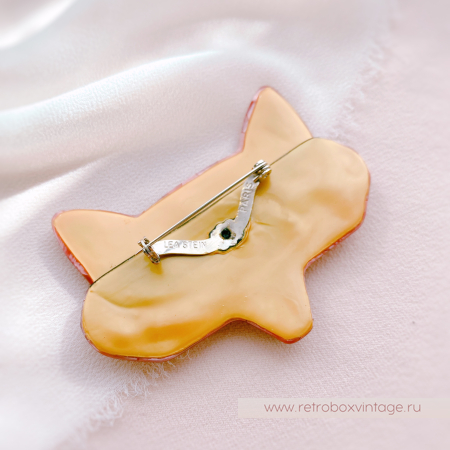 LEA STEIN Брошь «Лис Goupil: рыжий арлекин» черные глазки