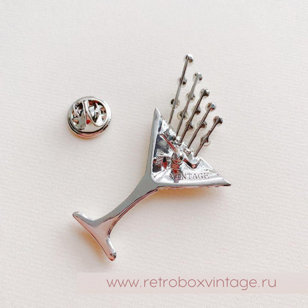 BUTLER AND WILSON Брошь-пин «Бокал с пузырьками: серебро»