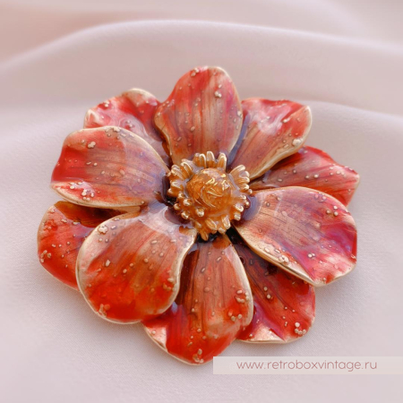 ERWIN PEARL Брошь «Цветок золотисто-красного анемона»
