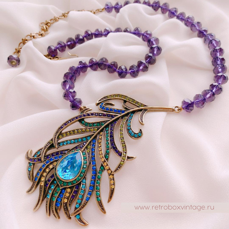 HEIDI DAUS Ожерелье «Перо синей птицы» павлин HEIDI DAUS Ожерелье «Перо синей птицы» павлин
