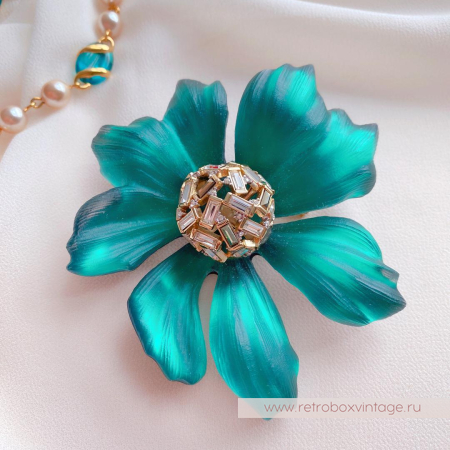 ALEXIS BITTAR Брошь «Изумрудный космический цветок»
