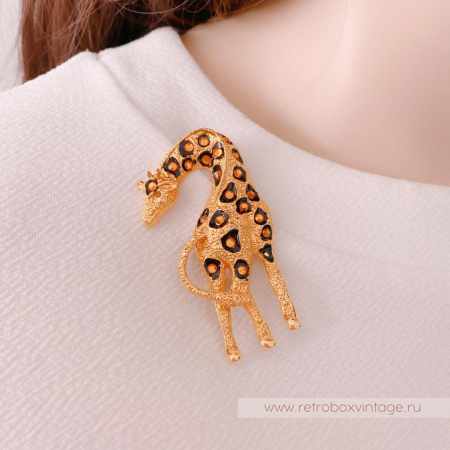 Брошь «Жираф с кристаллами»