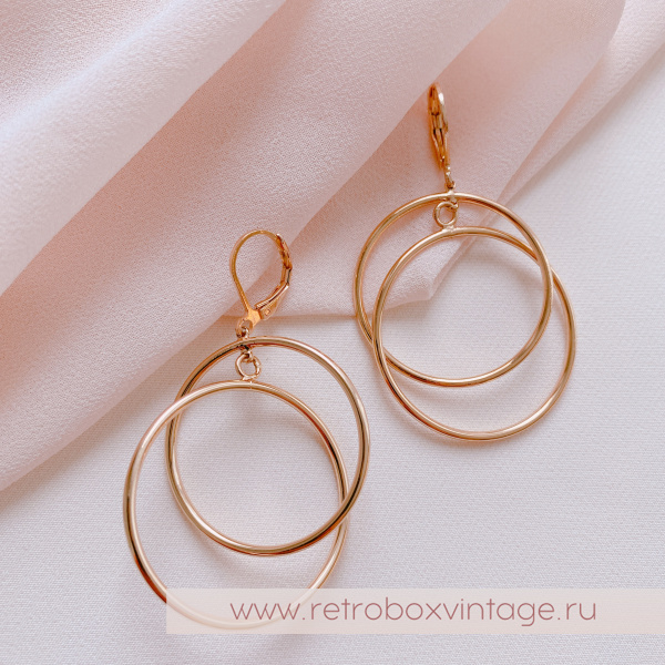 JOAN RIVERS Серьги "Двойные кольца: желтое золото"