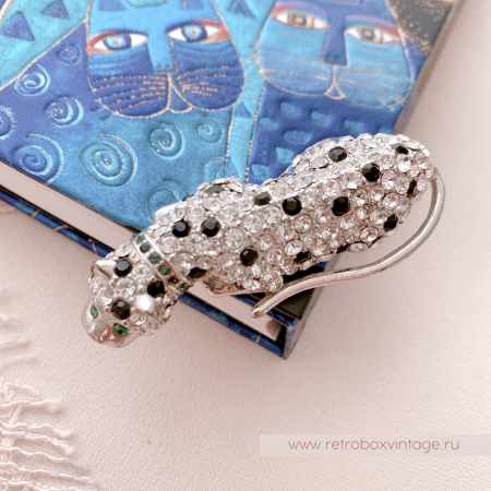 KENNETH J LANE for AVON Брошь «Кристальный леопард с зелеными глазами»