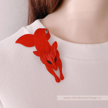 LEA STEIN Брошь «Красная лиса с люрексом»