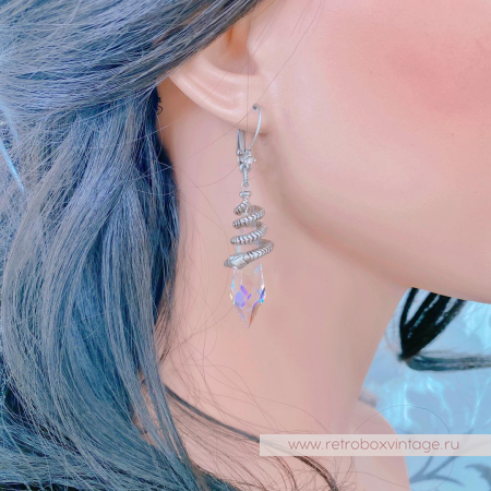 SWEET ROMANCE Комплект «Змейка и магический кристалл: прозрачный АВ в серебре»