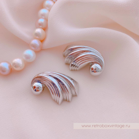 MONET Клипсы «Серебристые завитки»