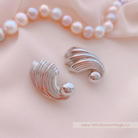 MONET Клипсы «Серебристые завитки»