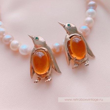 CORO Парные броши «Пингвины»