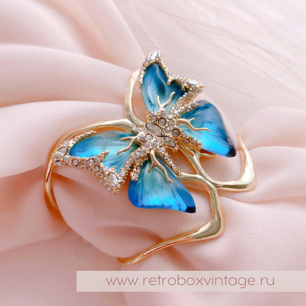 ALEXIS BITTAR Браслет каф «Голубая бабочка jardin mistere»