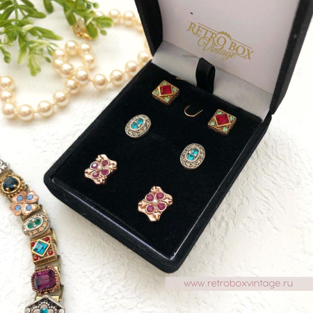 SWEET ROMANCE Серьги-трио «Ренессанс» (3 пары в комплекте)