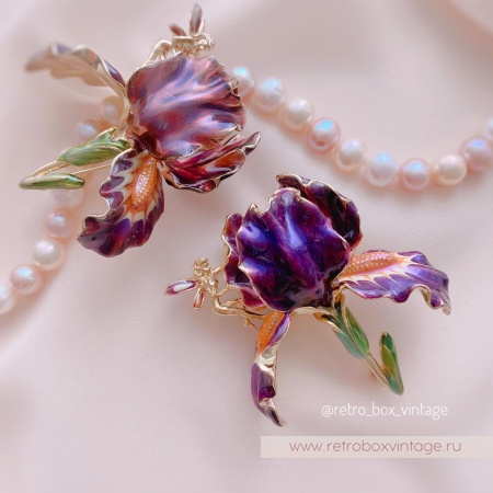 KIRKS FOLLY Брошь «Фиолетовый ирис с феей»