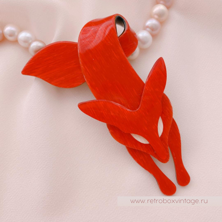 LEA STEIN Брошь «Красная лиса с белыми глазками»