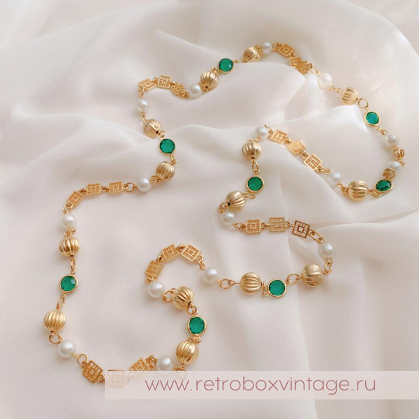 NO NAME Нить безелей с жемчугом «Изумрундия»