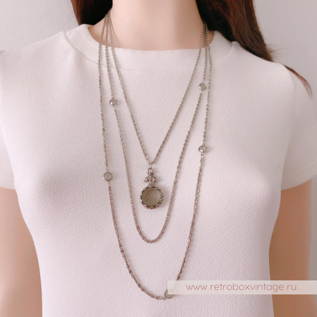 GOLDETTE Ожерелье «Афродита: дымчатая инталия в серебре»