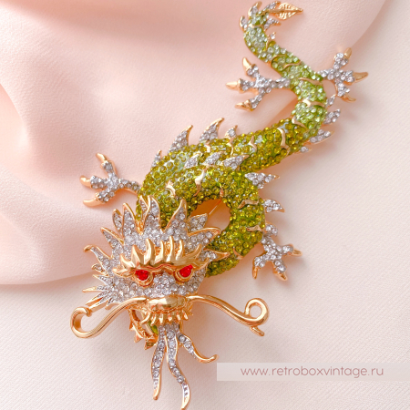 BUTLER AND WILSON Брошь «Зеленый дракон: сила природы»