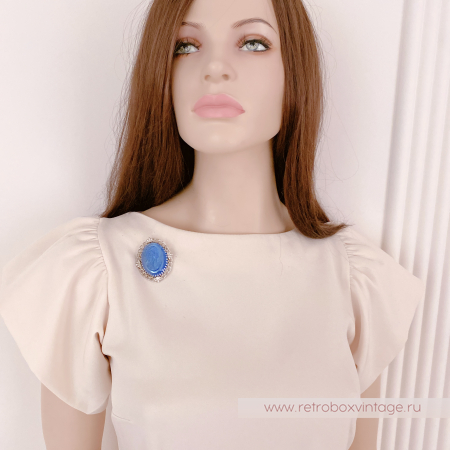 WHITING AND DAVIS Комплект «Секрет Афродиты: голубые камеи» брошь и клипсы