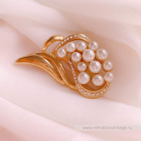 NO NAME Брошь винтажная «Ландыши жемчужные»