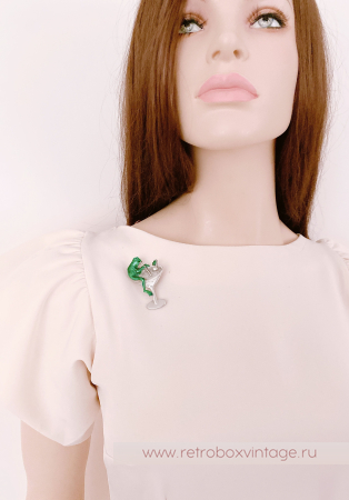 JJ / JONET JEWELRY Брошь "Лягушка и мартини"