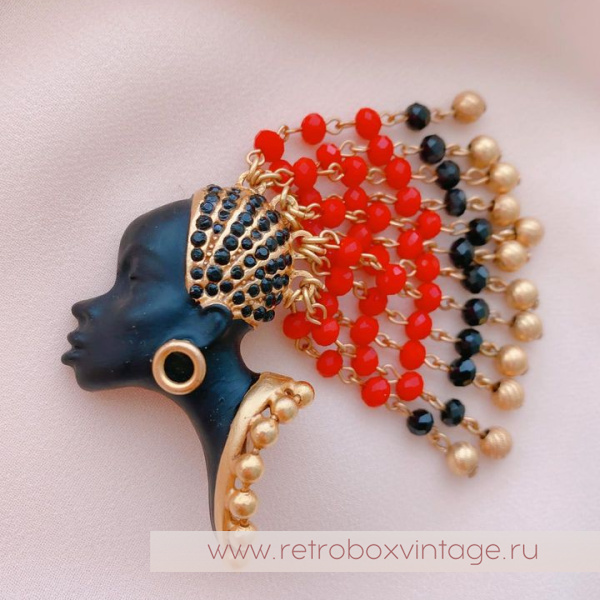 ASKEW LONDON Брошь «Амазонка с косичками» Коллекция Blackamoor / Блэкамуры