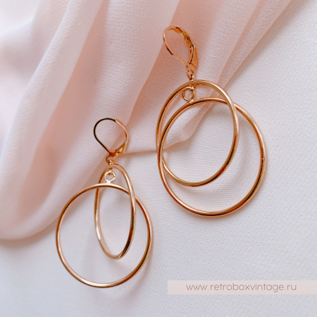 JOAN RIVERS Серьги "Двойные кольца: желтое золото"