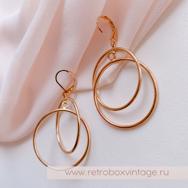 JOAN RIVERS Серьги "Двойные кольца: желтое золото"