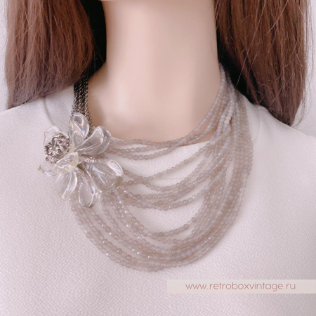 ALEXIS BITTAR Ожерелье с серым агатом «Цветок таинственного сада Jardin Mistere»