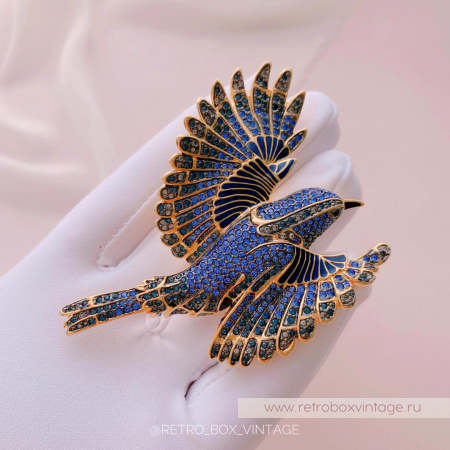 JOAN RIVERS Брошь «Синяя птица счастья» с номером на сертификате