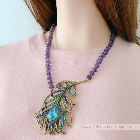 HEIDI DAUS Ожерелье «Перо синей птицы» павлин HEIDI DAUS Ожерелье «Перо синей птицы» павлин