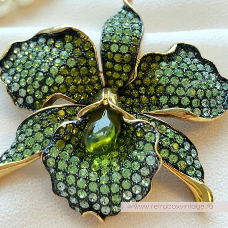 CAROLEE Брошь «Зеленая орхидея»