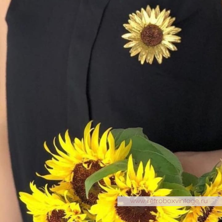 MICHAEL MICHAUD Брошь "Золотой подсолнух" (друза)