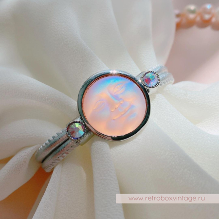 KIRKS FOLLY Браслет «Лунный свет: персиковая в серебре на кожаном ремешке»