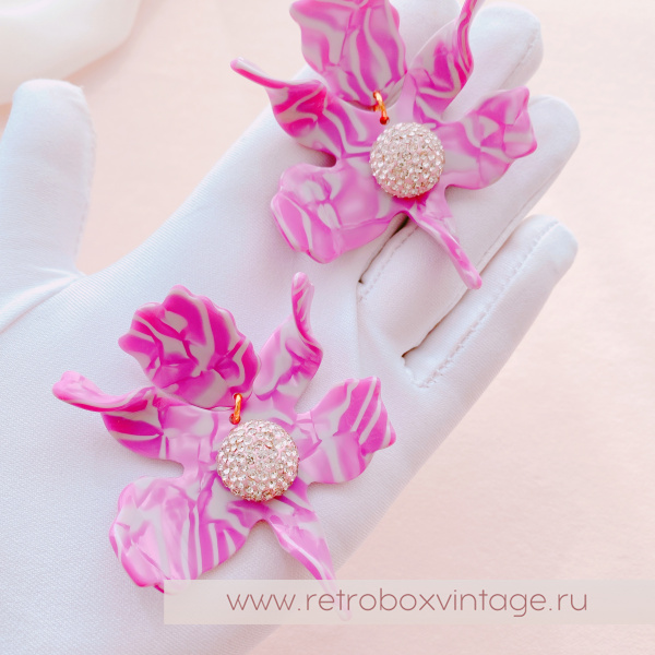 LELE SADOUGHI Серьги «Эффектные орхидеи: фуксия на перламутре» (юбилейный выпуск)