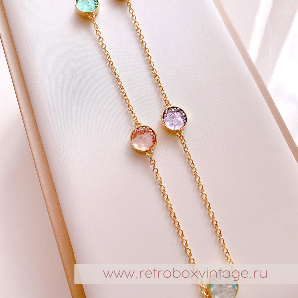 KIRKS FOLLY Ожерелье-цепь "Пастельные луны: золото" двусторонние