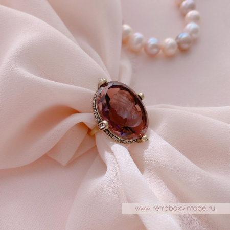SWEET ROMANCE Кольцо «Богиня с инталией: аметист в бронзе» размер 8