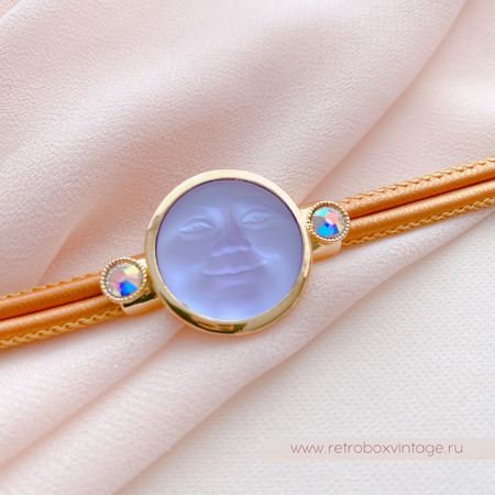 KIRKS FOLLY Браслет «Лунный свет: аметистовая в золоте на кожаном ремешке»