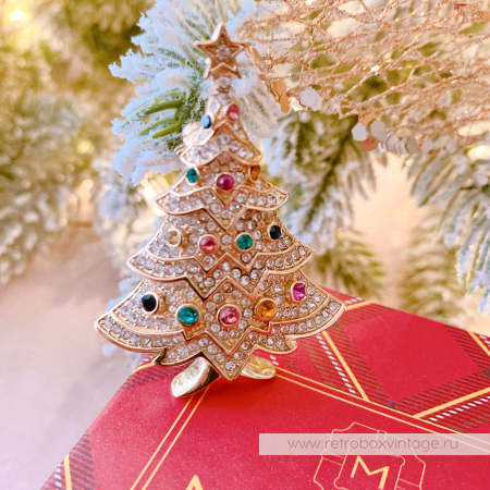 MONET Брошь «Елочка в новогодних огнях»