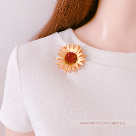 MICHAEL MICHAUD Брошь "Золотой подсолнух" (друза)