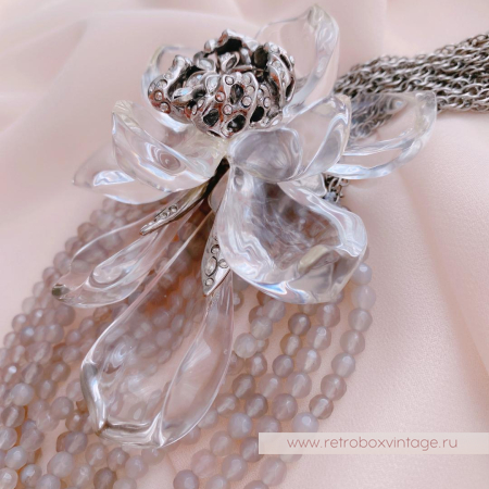 ALEXIS BITTAR Ожерелье с серым агатом «Цветок таинственного сада Jardin Mistere»