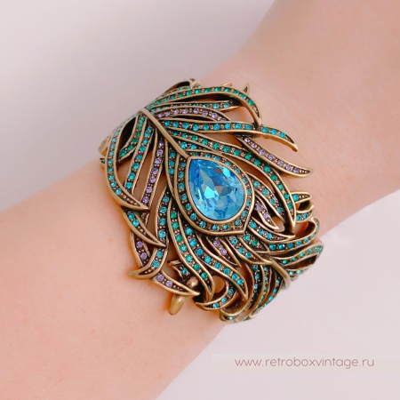 HEIDI DAUS Браслет «Перо синей птицы» павлин размер L