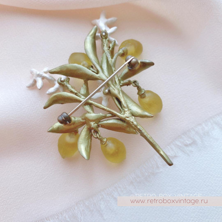 MICHAEL MICHAUD Брошь «Веточка лимона с цветами» музейная коллекция