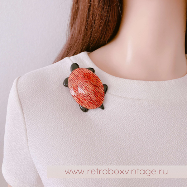 LEA STEIN Брошь «Черепаха: золотисто-коричневая мозаика»