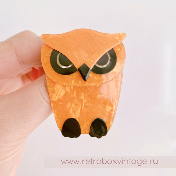 LEA STEIN Брошь «Сова Буба: солнечный лучик» черный клюв