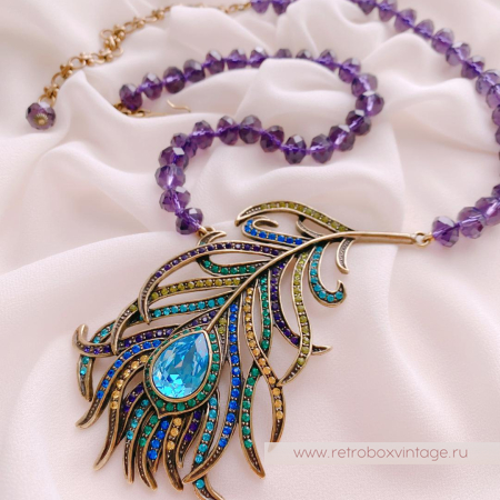 HEIDI DAUS Ожерелье «Перо синей птицы» павлин HEIDI DAUS Ожерелье «Перо синей птицы» павлин