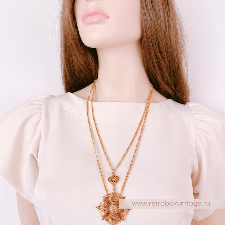 FLORENZA Комплект "Маркиза: медовые кристаллы" ожерелье и клипсы