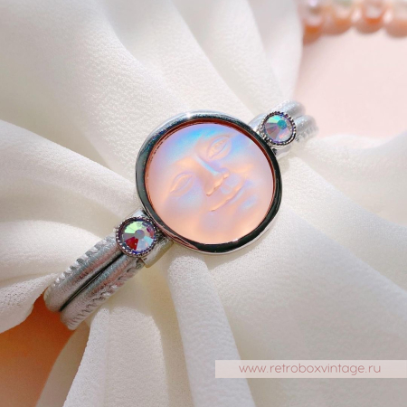 KIRKS FOLLY Браслет «Лунный свет: персиковая в серебре на кожаном ремешке»